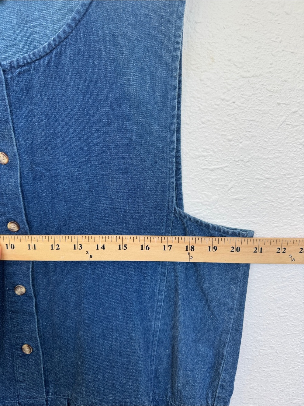 Eddie Bauer Vintage Denim Jumper Dress Size L 100% Cotton Button Front Garden - Picture 8 of 8